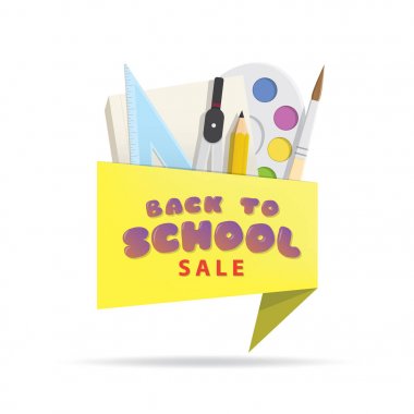 Geri okul Satılık sarı başlık tasarım afiş için ayarlı etiket veya 