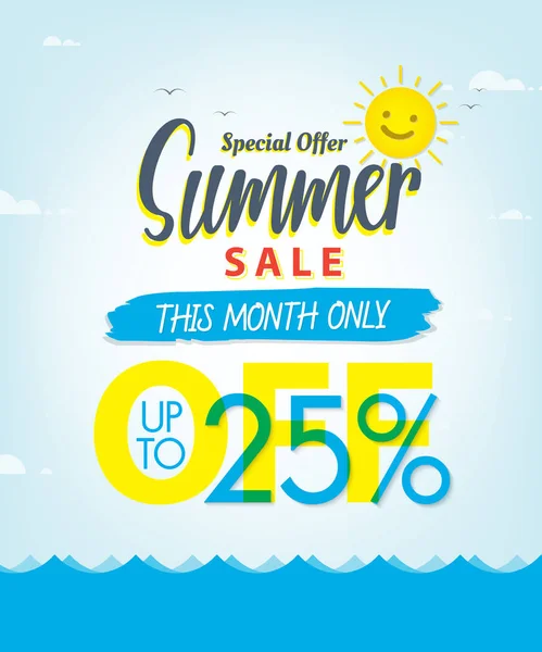 Yaz Satılık V.3 yüzde 25'i mavi başlık tasarım afiş için ayarla veya