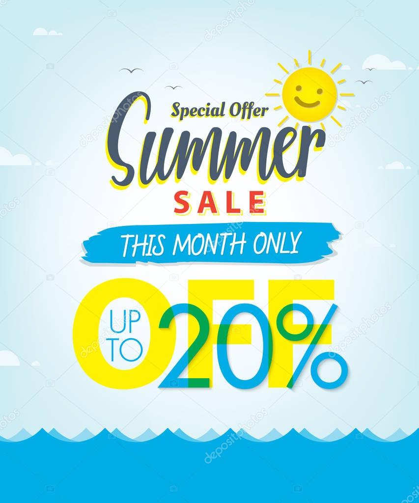 Summer Sale set V.3 20 percent blue heading design for banner or