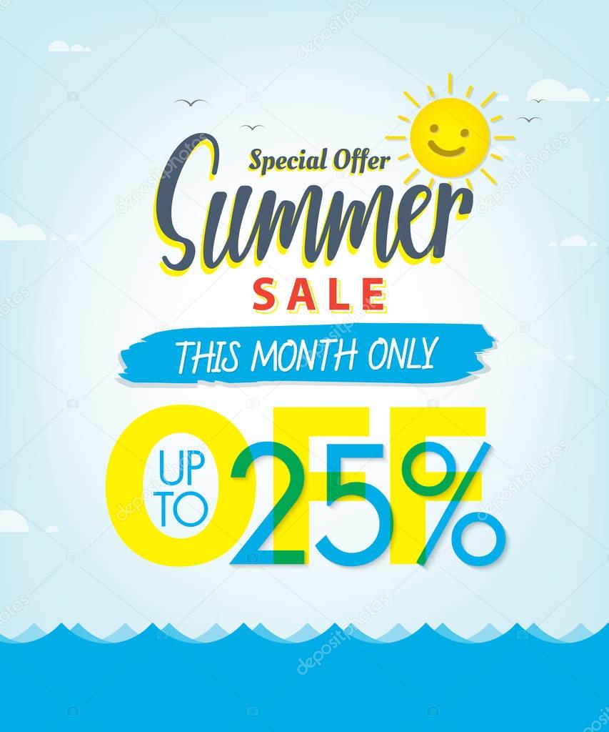 Summer Sale set V.3 25 percent blue heading design for banner or