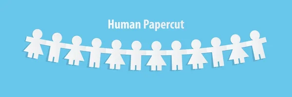Human paper cut illustration vector on blue background. Teamwork — Stock Vector