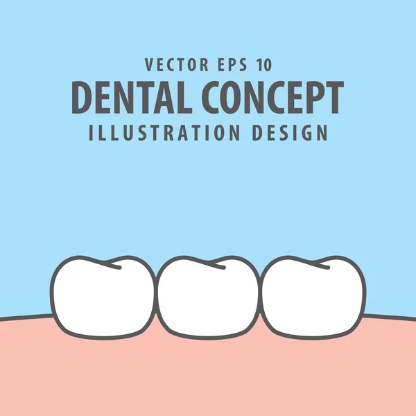 Dientes blancos ilustración vector sobre fondo azul. Conce dental — Vector de stock