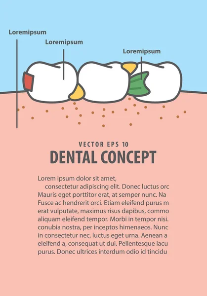 Diş çerçeve karikatür tarzı bilgi ya da kitap için sıkışmış düzen gıda — Stok Vektör