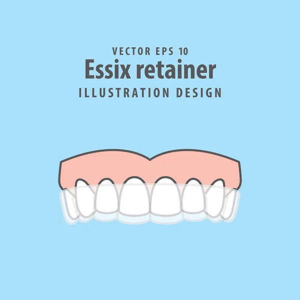 Essix retenedor vector ilustración sobre fondo azul. Clínica dental — Vector de stock