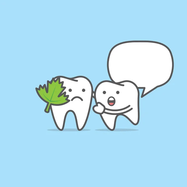 Personagem de dente com vetor de ilustração vegetal preso no azul —  Vetores de Stock