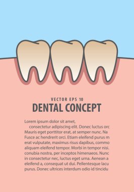 Düzen sarı diş illüstrasyon vektör mavi zemin üzerine. Den