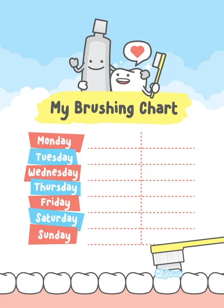 My brushing chart illustration vector on blue background. Dental — Stock Vector