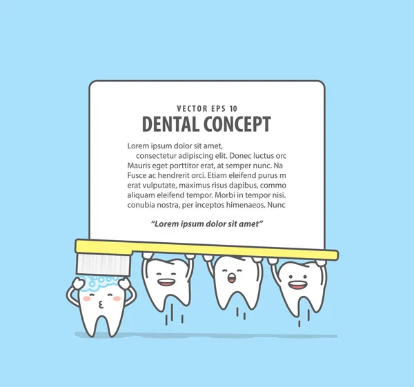 Διάταξης δοντιών χαρακτήρα βούρτσισμα των δοντιών με καρέ εικονογράφηση ve — Διανυσματικό Αρχείο