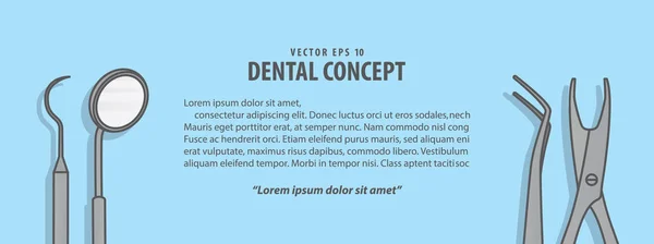 Sprzęt stomatologiczny układ wektor na niebieskim tle. Dent — Wektor stockowy