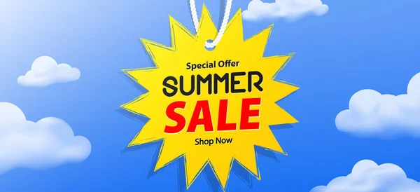 Ειδική προσφορά Summer sale shop now προώθηση ιστοσελίδα banner head — Διανυσματικό Αρχείο