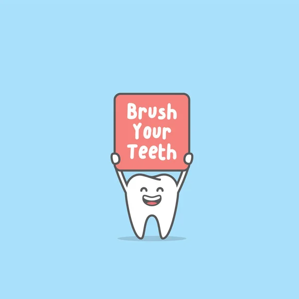 Glücklich Zahnjunge lächelnd und mit der Bürste Ihre Zähne Zeichen il — Stockvektor