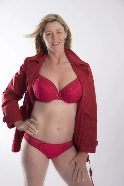 Woman wearing red clothing — Stock Photo, Image