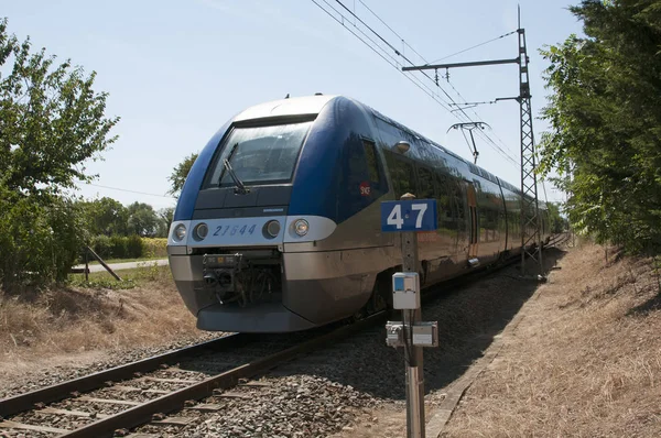 A French passenger train in rural France — Stock Photo, Image