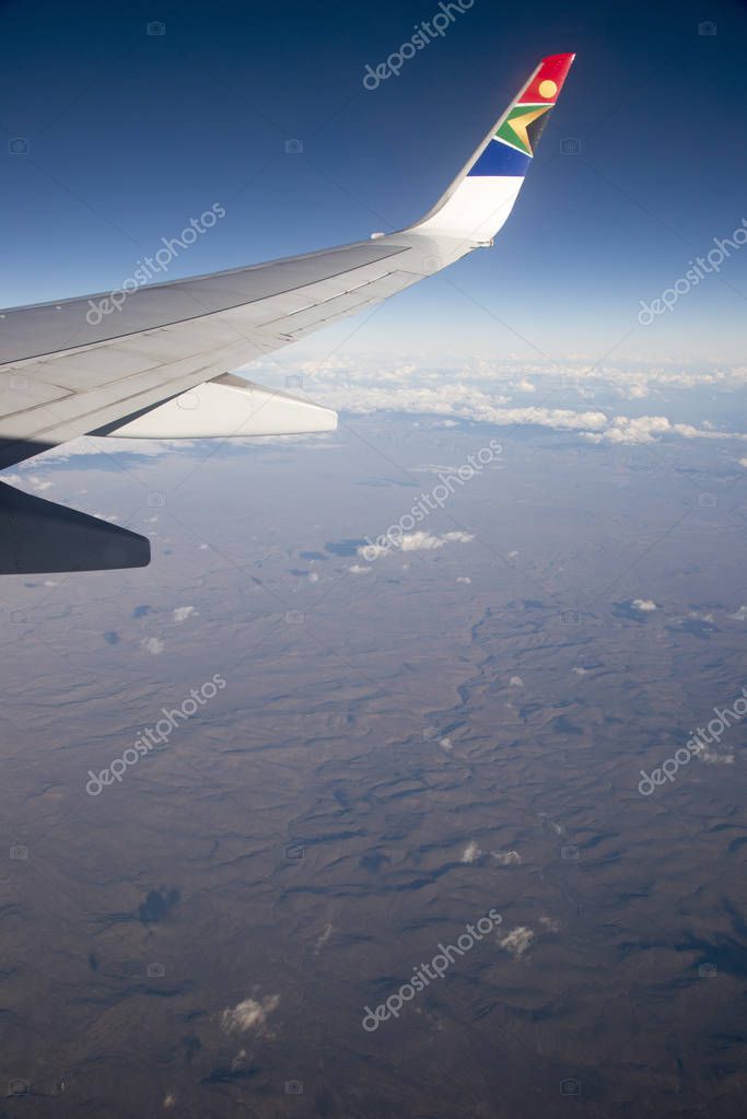 Aircraft flying above the Karoo region of South Africa