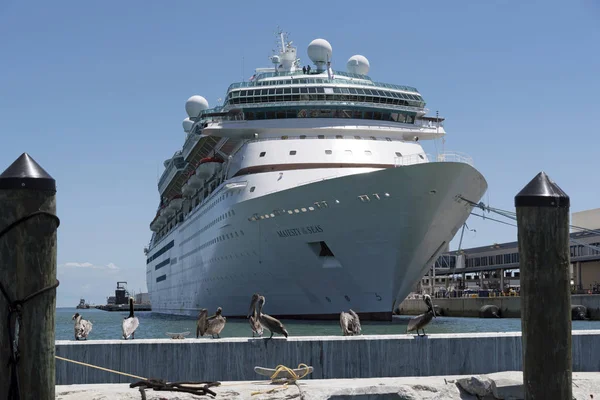 Navio de cruzeiro ao lado de um terminal de passageiros em Port Canaveral Florida EUA — Fotografia de Stock