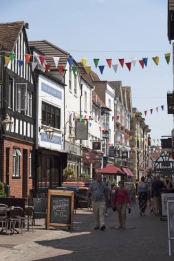 İşyerlerinde eski şehir, Salisbury Wiltshire England İngiltere'de içme ve yemek yeme