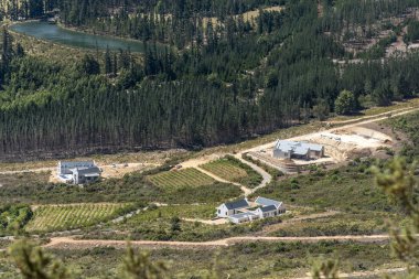 Franschhoek, Western Cape, South Africa, Dec2019. New housing development in the Franschhoek Valley viewed from the Franschhoek Pass