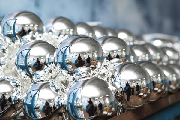 Factory Christmas Toys Worker Blows Out Glass Burner Melts Glass — Stock Photo, Image