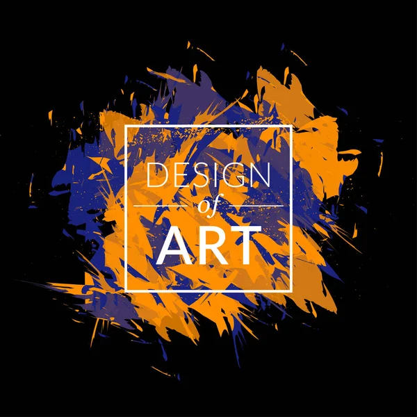 Vector fyrkantig ram med paint brush bakgrund och text design av konst. Abstrakta täcker grafisk blå och orange färg. Elementet för visitkort, inbjudningar, presentkort, flygblad och broschyrer. — Stock vektor