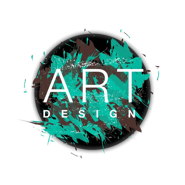 Vector cirkel ram med paint brush bakgrund och text konstdesign. Abstrakta täcker grafisk grön och brun färg. Elementet för visitkort, inbjudningar, presentkort, flygblad och broschyrer. — Stock vektor