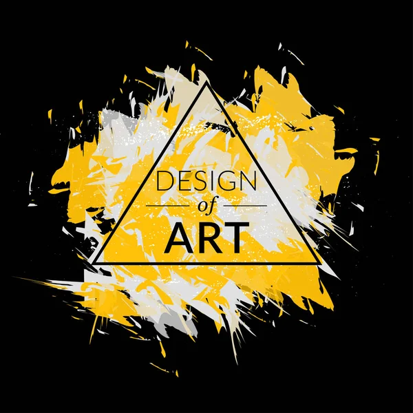 Pintar fondo vector pincel con marco triangular y diseño de texto de arte. Cubierta abstracta gráfica de color amarillo y blanco. Elemento para tarjetas de visita, invitaciones, tarjetas de regalo, folletos y folletos . — Vector de stock