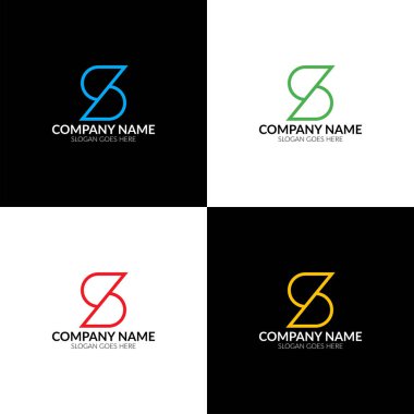 Vektör çizim. S harfi logo, simge düz ve vektör tasarım şablonu.