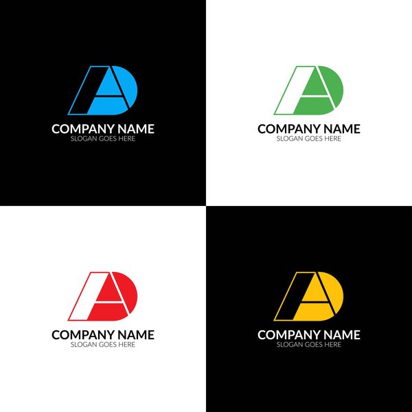 Vector illustration. Letter AD logo, icon flat and vector design template.