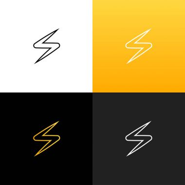 Doğrusal yıldırım, fermuar, logo kıvılcım. Vektör çizim, logo, simge, işaret, sembol.