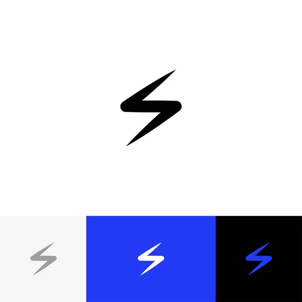 Teken, symbool van bliksem, rits, vonk. Vectorillustratie logo, pictogram met blauwe kleur. — Stockvector