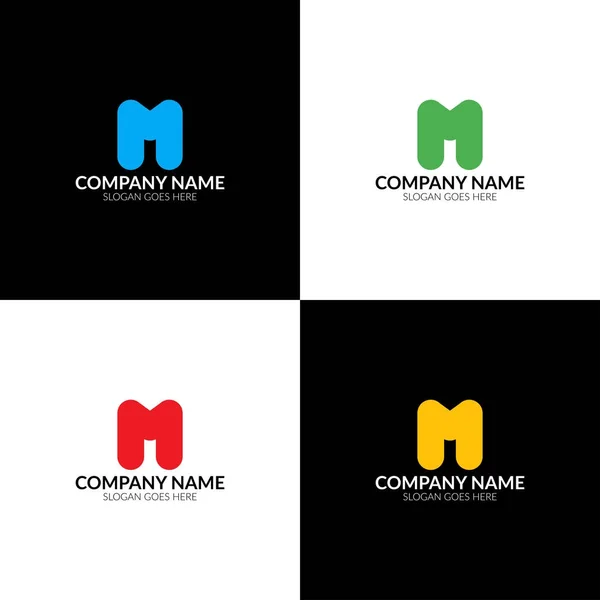 Carta M logotipo ícone plano e modelo de design vetorial . — Vetor de Stock