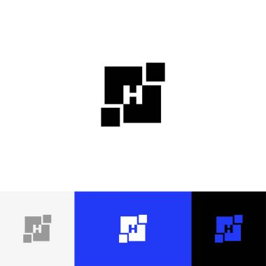 H soyut kare vektör. Minimalizm logo, simge, sembol, harfleri h'ın işareti.