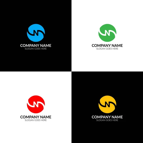 Carta n no logotipo círculo, ícone plana e modelo de design vetorial. A letra n em logótipo de inversão para marca ou empresa com texto . —  Vetores de Stock