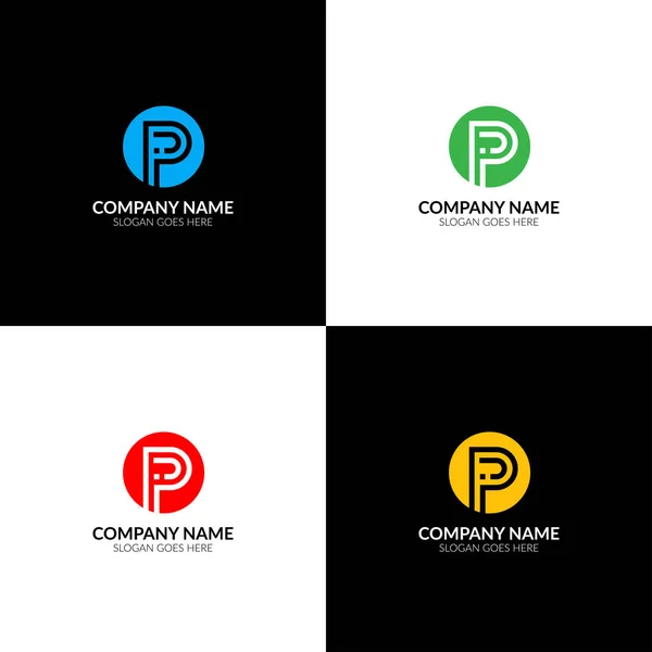 Letter I and P logo, icon flat and vector design template. The letter p and i logotype for brand or company with text. — Stock Vector