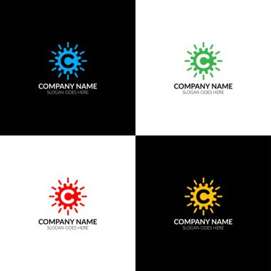 Harfi c soyut daire logo, simge düz ve vektör tasarım şablonu. Harfi c marka veya metin ile şirket için daire logo ile.