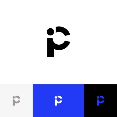 Pi vektör monogram. Logo, simge, sembol, harf p ve ben'işareti.