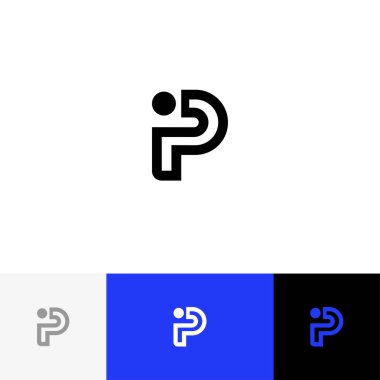 Pi vektör monogram. Logo, simge, sembol, harf p ve ben'işareti.