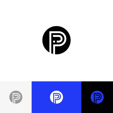 IP vektör monogram daire içinde. Logo, simge, sembol, işaret mektuplar ı ve p.