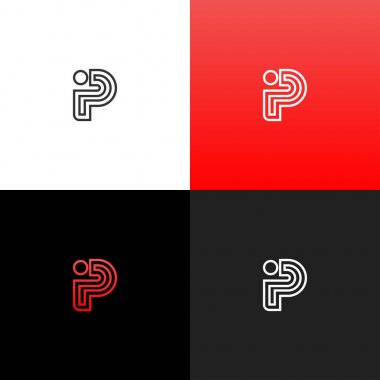 Logo ben ve mektup p ve P. lineer logo şirketler ve markalar kırmızı gradyan ile için.