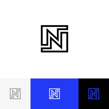 N kare vektör. Minimalizm logo, simge, sembol, işareti harf n.