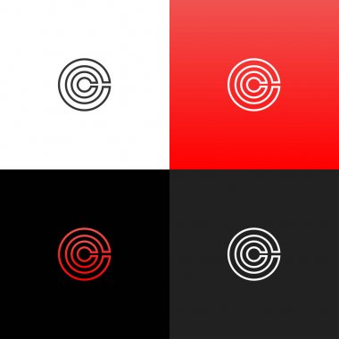 Satırları c daire logosu. Harfi c şirketler ve markalar kırmızı gradyan ile doğrusal logosu.