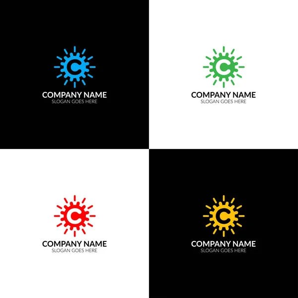 Carta c no logotipo círculo abstrato, ícone plana e modelo de design vetorial. A letra c com logotipo círculo para marca ou empresa com texto . —  Vetores de Stock