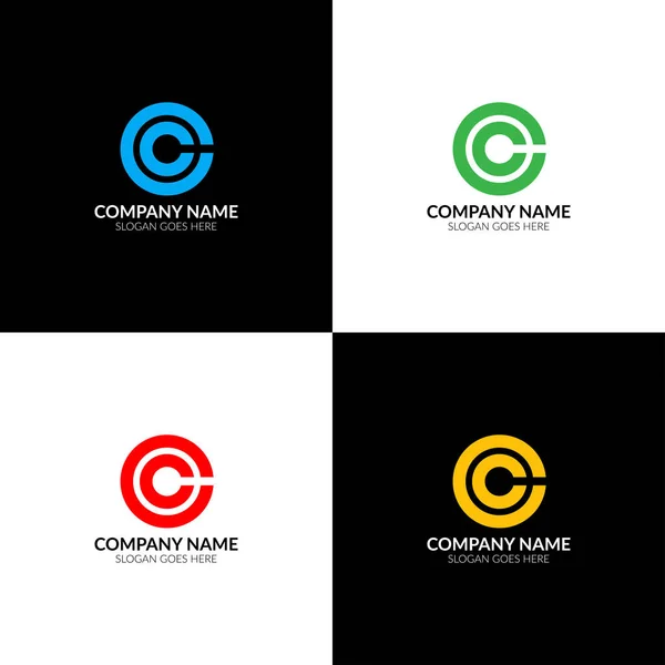 Letter c in circle logo, icon flat and vector design template. The letter c logotype for brand or company with text. — Stock Vector