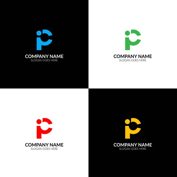 Letter p and i logo, icon flat and vector design template. The letter P and I logotype for brand. — Stock Vector