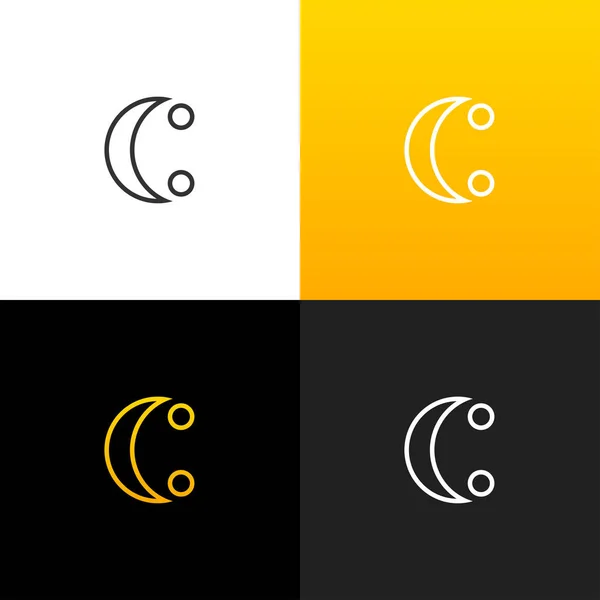 标志 C 与两个点。带有黄色渐变的公司和品牌的字母 c 的线性标识. — 图库矢量图片