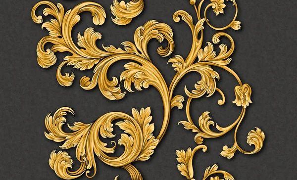 Naadloze barokke patroon, goud en zwart — Stockfoto