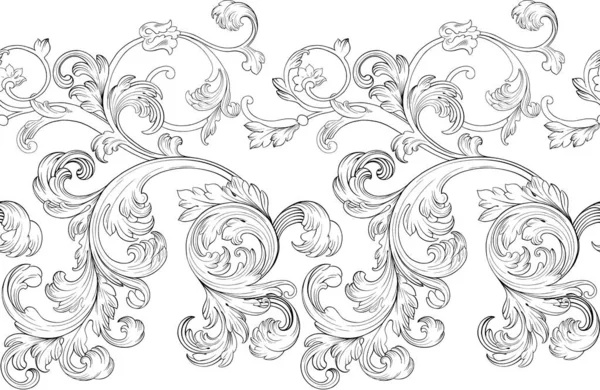 Monogramma Rinascimentale Barocco Ornamento Floreale Foglia Scroll Incisione Retrò Motivo — Foto Stock