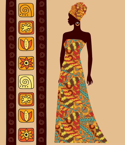Silhouette of a beautiful African woman — Stock Vector
