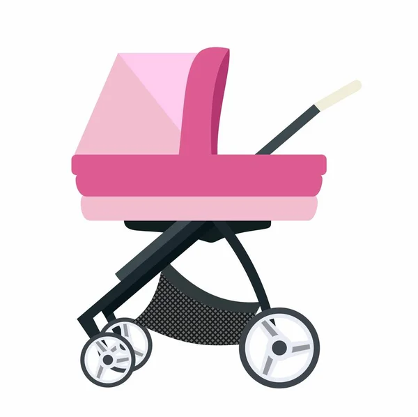 Carruaje bebé. Ilustración sobre fondo blanco. Transporte para recién nacidos — Archivo Imágenes Vectoriales