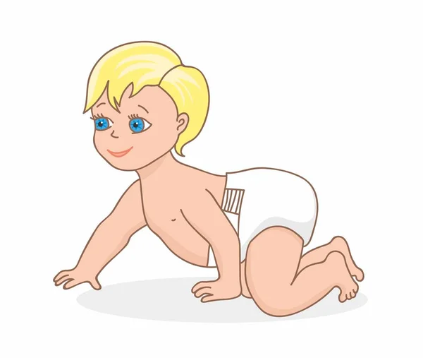 Baby. Illustratie geïsoleerd op een witte achtergrond. Babyjongen bewegen op de knieën en handen — Stockvector