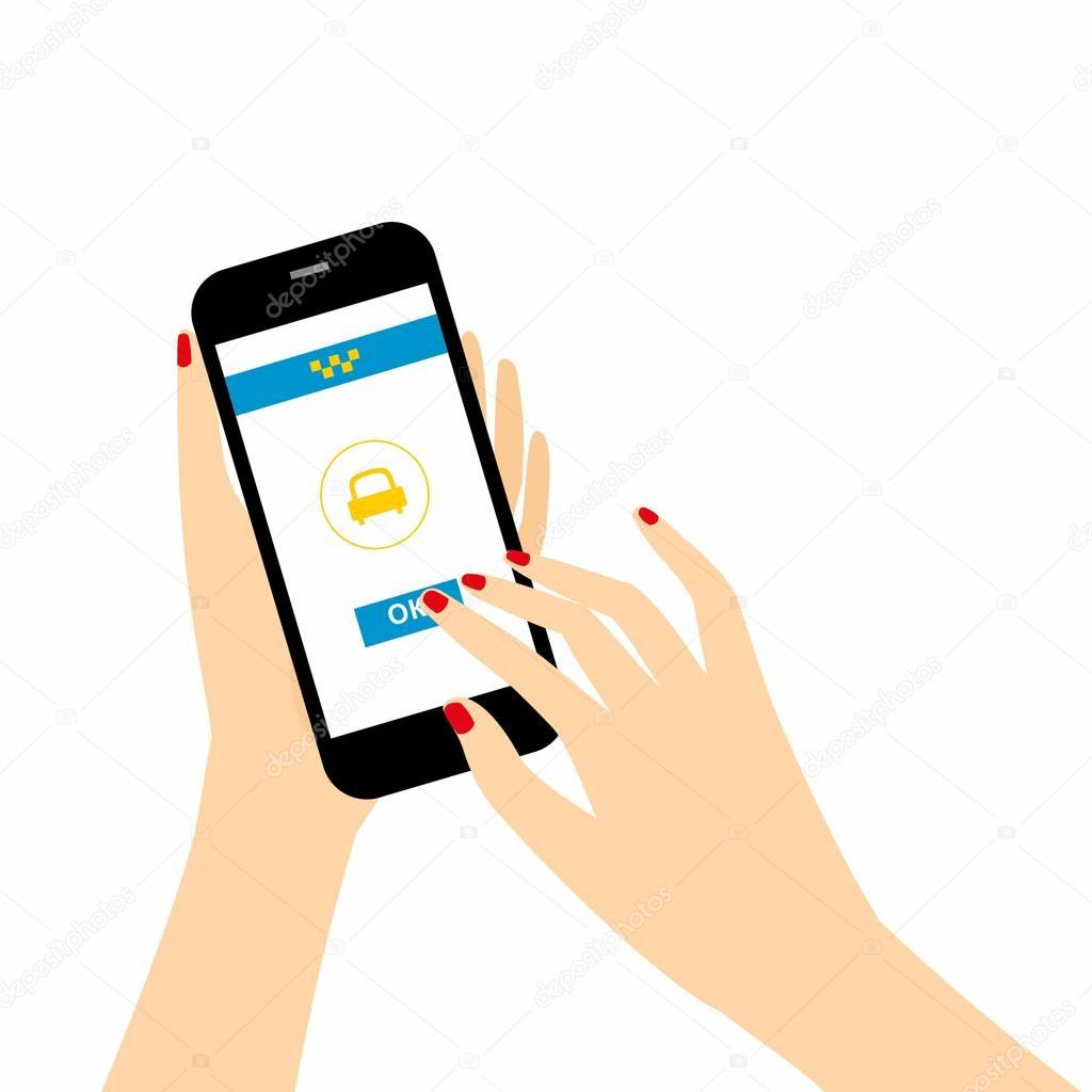 illustration concept process of booking taxi via mobile app